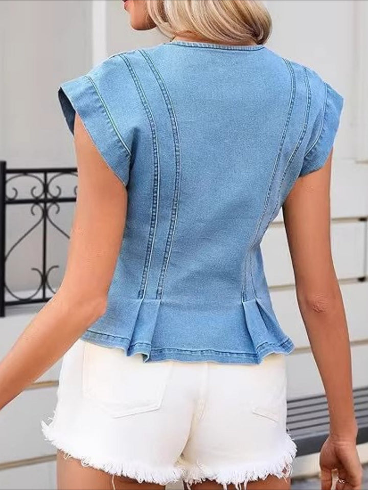Viera | Haut en denim à col en V