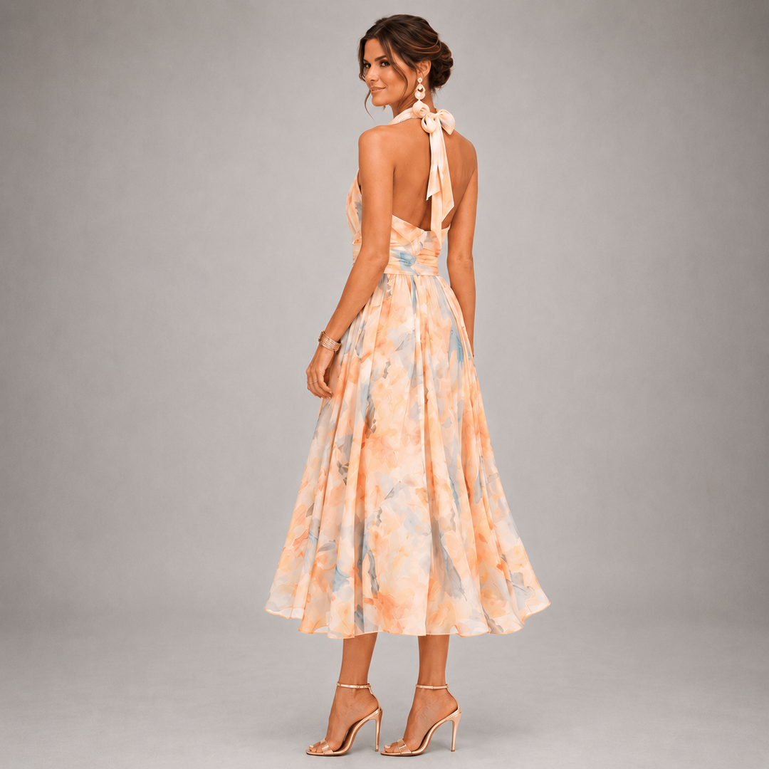 Aurora | Robe dos nu à imprimé aquarelle