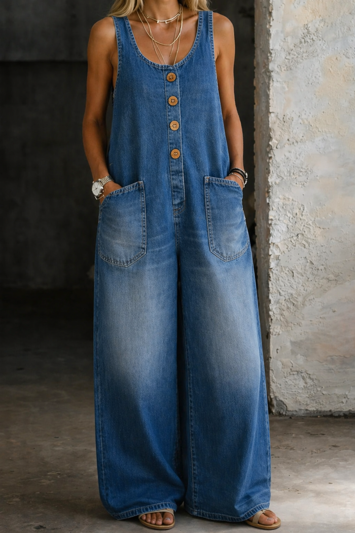 Saylor | Salopette en denim de coton délavé vintage