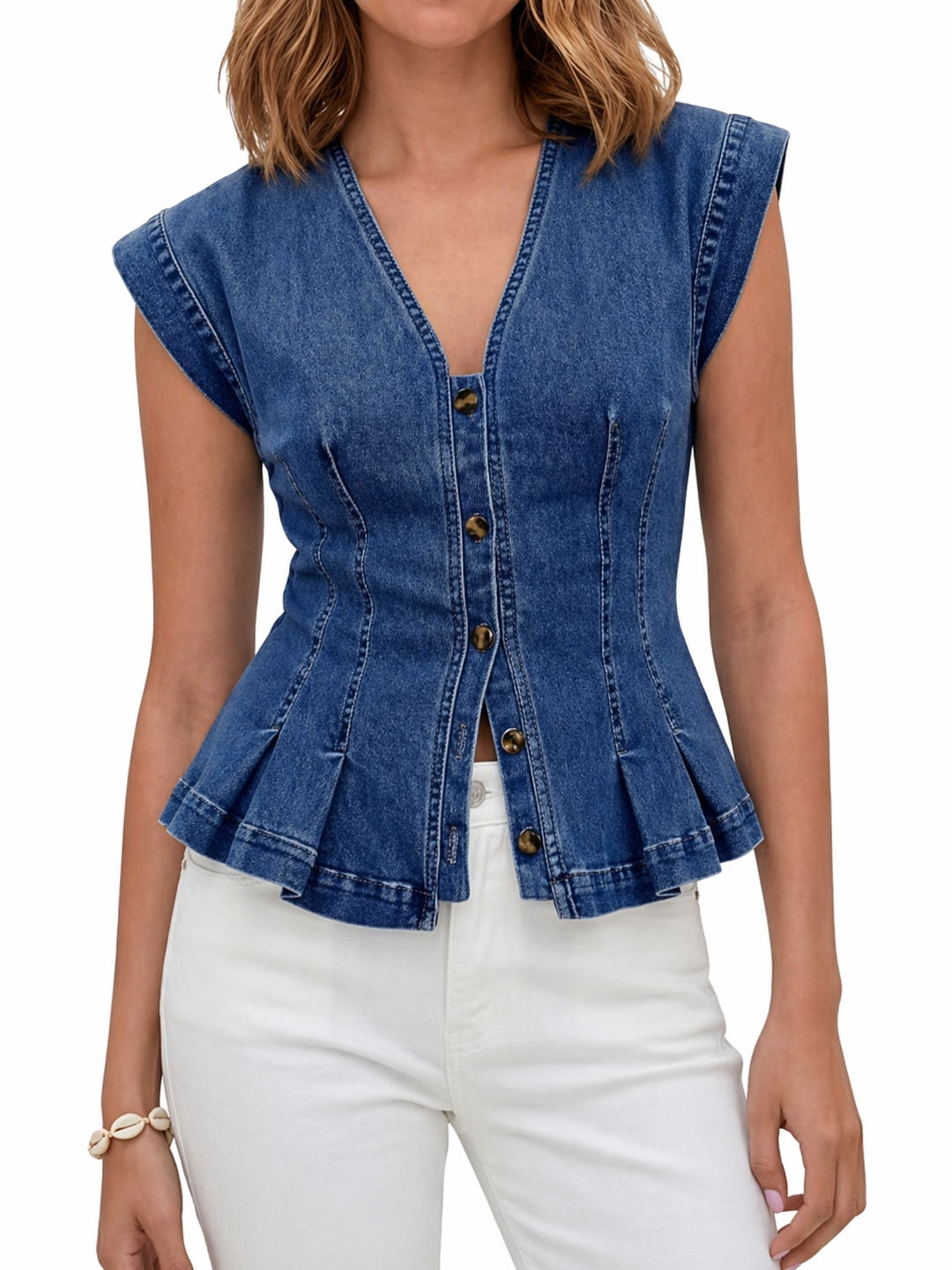 Viera | Haut en denim à col en V