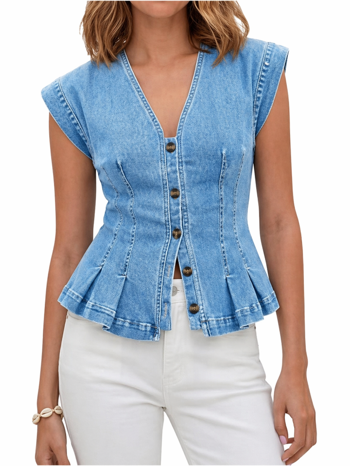 Viera | Haut en denim à col en V