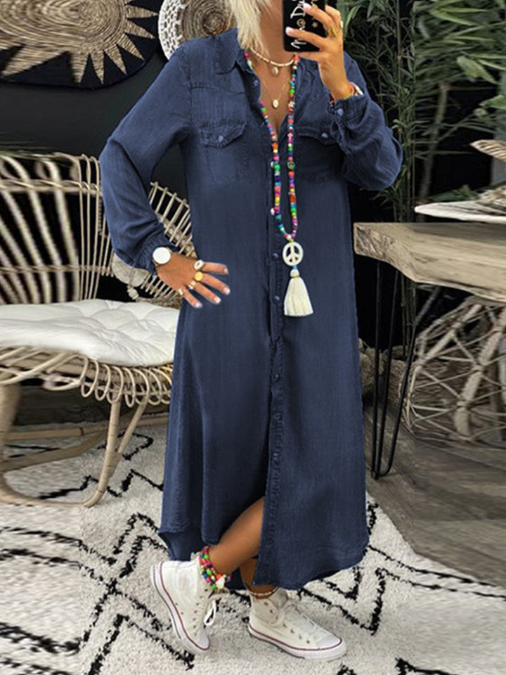 Helen | Robe chemise longue en denim décontractée et élégante