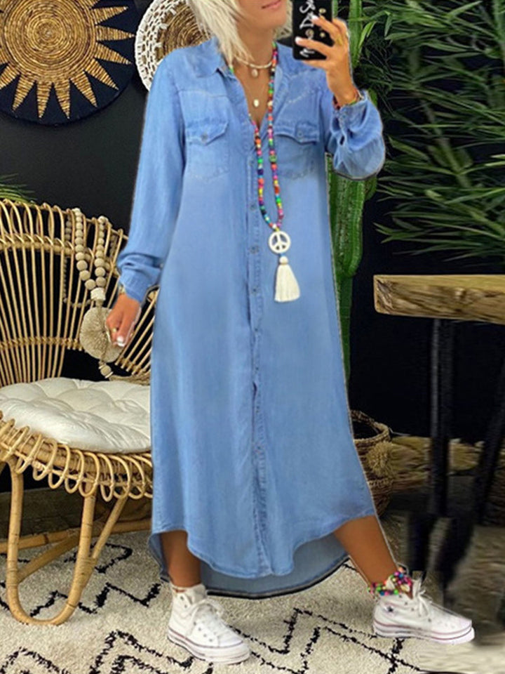 Helen | Robe chemise longue en denim décontractée et élégante