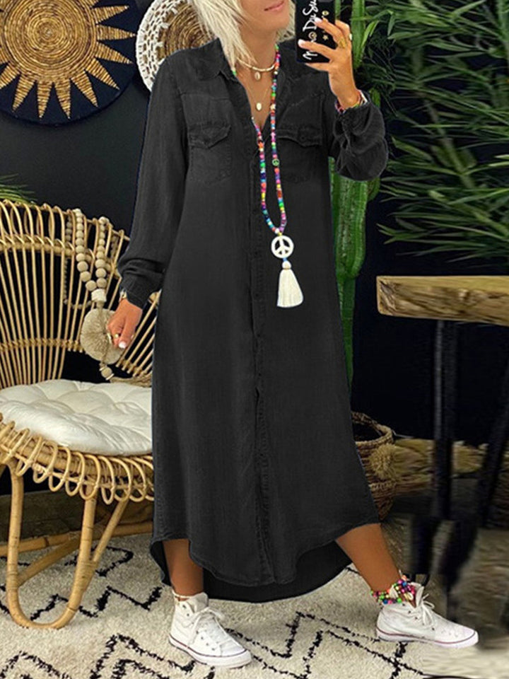 Helen | Robe chemise longue en denim décontractée et élégante