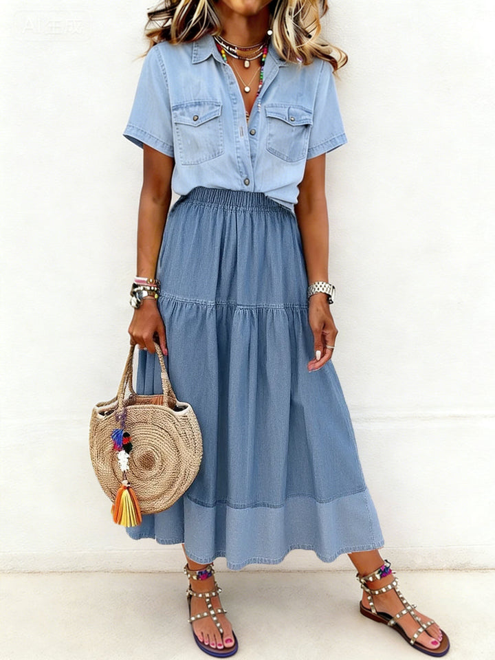 Sarah | Jupe en denim à taille élastique
