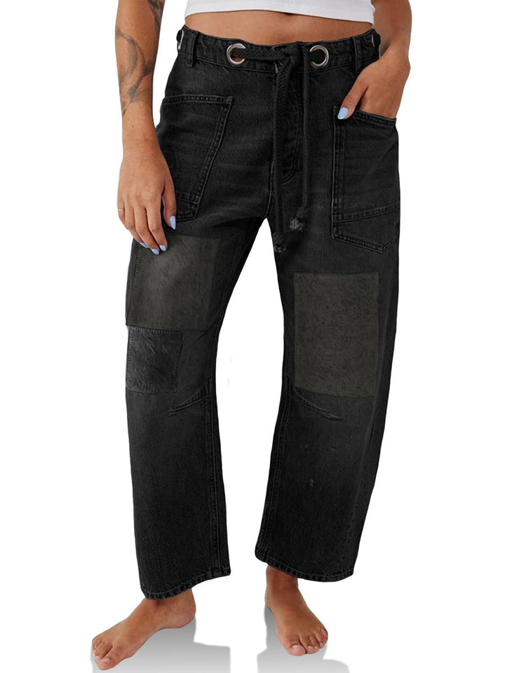 Margaret | Jeans patchwork à cordon de serrage